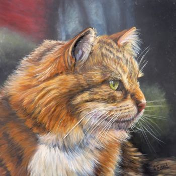 Painting titled "Portrait de chat" by V. Trabaud, Original Artwork, Acrylic
