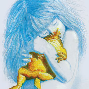 Рисунок под названием "Girl and prince" - Vladimir Tyuryaev, Подлинное произведение искусства, Карандаш