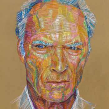 Zeichnungen mit dem Titel "Clint Eastwood" von Vladimir Tyuryaev, Original-Kunstwerk, Bleistift
