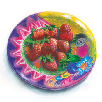 Pittura intitolato "Strawberry" da Vladimir Tyuryaev, Opera d'arte originale, Acrilico