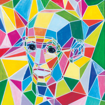 Malerei mit dem Titel "Polygonal man" von Vladimir Tyuryaev, Original-Kunstwerk, Acryl