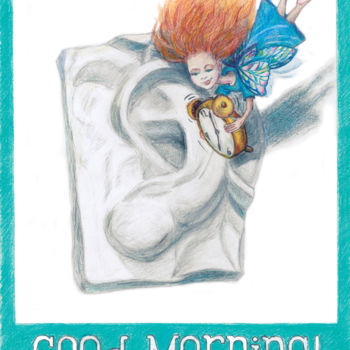 Tekening getiteld "Good Morning fairy" door Vladimir Tyuryaev, Origineel Kunstwerk, Potlood