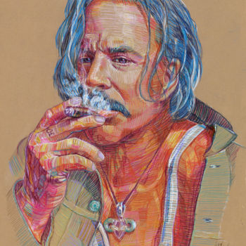 Dessin intitulée "Mickey Rourke" par Vladimir Tyuryaev, Œuvre d'art originale, Conté