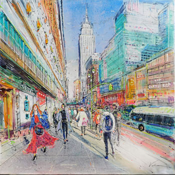 Painting titled "TO EMPIRE STATE" by Raluca Vulcan, Original Artwork