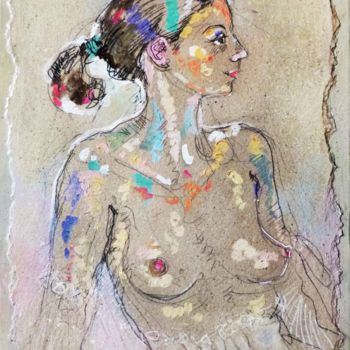 Painting titled "DELPHINE 1" by Raluca Vulcan, Original Artwork