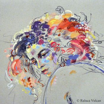 Pittura intitolato "DJOUHER 4" da Raluca Vulcan, Opera d'arte originale