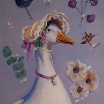Painting titled ""ROMANTIC"" by Elena And Gennady Vylusk (Goshiki), Original Artwork, Oil Mounted on Wood Stretcher frame
