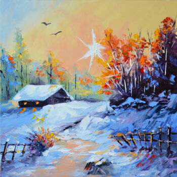 Painting titled "Winter Landscape Pa…" by Elena Vybiranets, Original Artwork, Oil