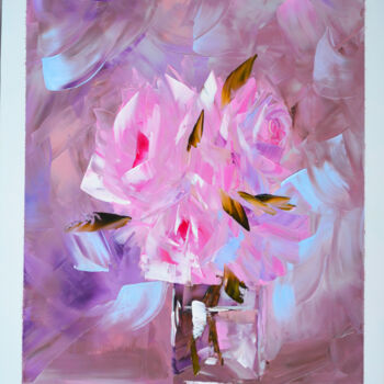 Картина под названием "Flowers Oil paintin…" - Elena Vybiranets, Подлинное произведение искусства, Масло