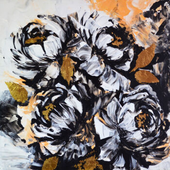Peinture intitulée "Monochrome Flowers." par Elena Vybiranets, Œuvre d'art originale, Acrylique