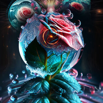 Digitale Kunst getiteld "Cold Rose" door Vyctoire Sage, Origineel Kunstwerk, Foto Montage