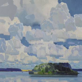 Peinture intitulée "Cloudy Day" par Vytautaslaisonas, Œuvre d'art originale, Huile