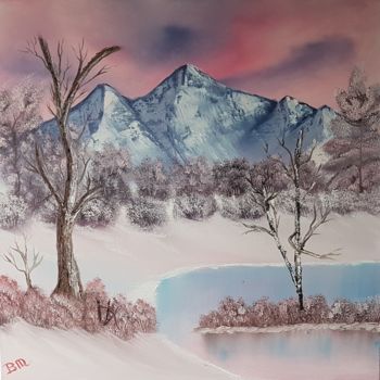 Peinture intitulée "Snowy mountains" par Bettie Melieste, Œuvre d'art originale, Huile