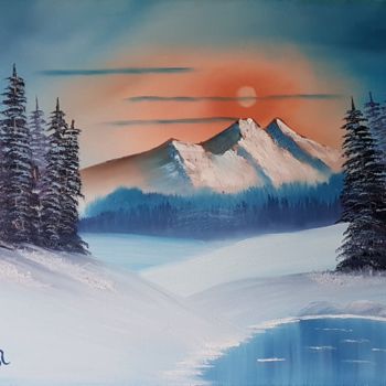 Malerei mit dem Titel "50-x-60-mountain-sn…" von Bettie Melieste, Original-Kunstwerk, Öl