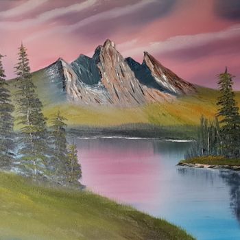 Painting titled "Sunset in the mount…" by Bettie Melieste, Original Artwork, Oil