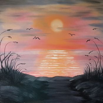Peinture intitulée "Ocean sunset" par Bettie Melieste, Œuvre d'art originale, Huile