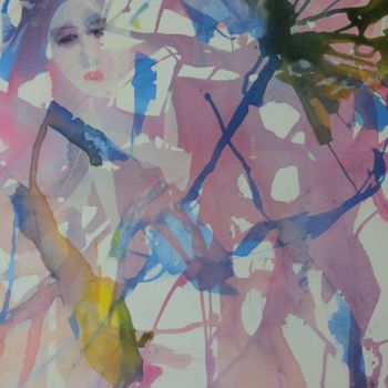 Картина под названием "Woman and umbrella" - Wladimir Abramuszkin, Подлинное произведение искусства, Акрил