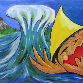 Peinture intitulée "Tsunami scream in A…" par Wabyanko, Œuvre d'art originale, Acrylique