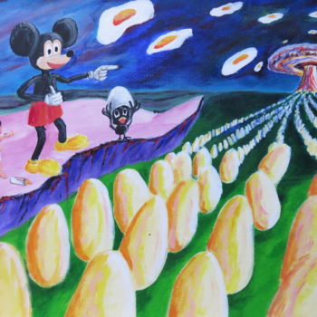 Peinture intitulée "Nuclear Fried Eggs" par Wabyanko, Œuvre d'art originale, Acrylique