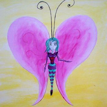Painting titled "Lili Papillon Anima…" by Wabyanko, Original Artwork, Acrylic