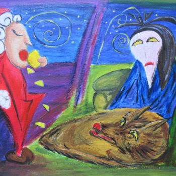 Pintura titulada "In train with Santa…" por Wabyanko, Obra de arte original, Acrílico