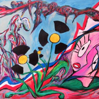 Painting titled "Nuclear flower girl" by Wabyanko, Original Artwork, Acrylic