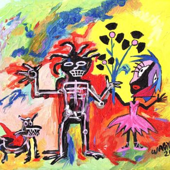 Pintura titulada "Tribute to Basquiat…" por Wabyanko, Obra de arte original, Acrílico