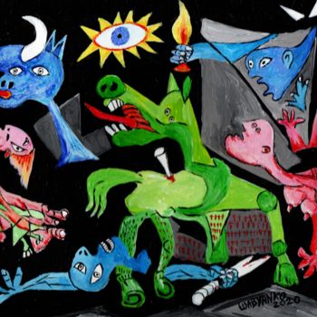 Painting titled "Guernica colors tri…" by Wabyanko, Original Artwork, Acrylic