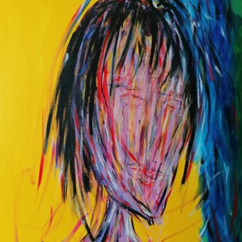 Painting titled "Abstract portrait y…" by Wabyanko, Original Artwork, Acrylic