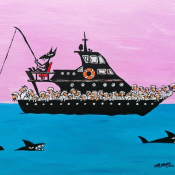 Painting titled "Fish or Sheeps" by Wabyanko, Original Artwork, Acrylic