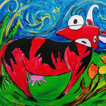 Pintura titulada "Vache rouge" por Wabyanko, Obra de arte original, Acrílico