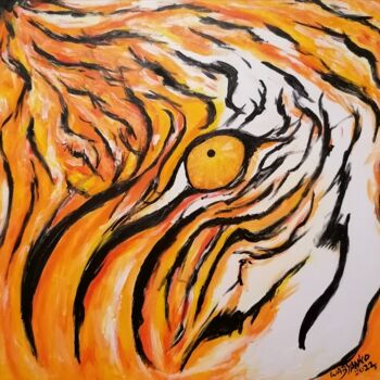 Painting titled "Eye of the Tiger" by Wabyanko, Original Artwork, Acrylic