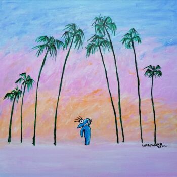 Malerei mit dem Titel "Los Angeles Palm Tr…" von Wabyanko, Original-Kunstwerk, Acryl Auf Keilrahmen aus Holz montiert
