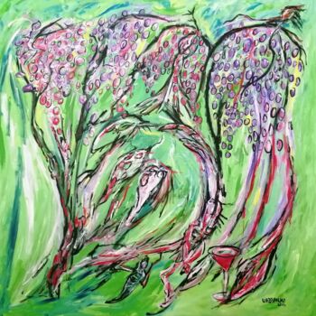 Pintura titulada "Vignes Grape Vine" por Wabyanko, Obra de arte original, Acrílico Montado en Bastidor de camilla de madera