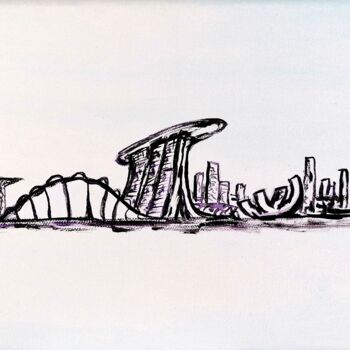 Peinture intitulée "Singapore Marina Sk…" par Wabyanko, Œuvre d'art originale, Acrylique