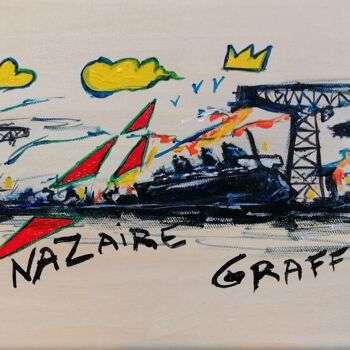 Painting titled "Saint Nazaire Graff…" by Wabyanko, Original Artwork, Acrylic Mounted on Wood Stretcher frame