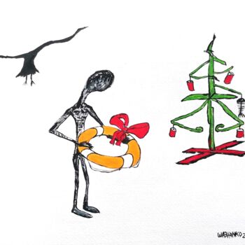 Peinture intitulée "Christmas SOS gift" par Wabyanko, Œuvre d'art originale, Acrylique