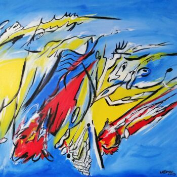 Картина под названием "Empty sky" - Wabyanko, Подлинное произведение искусства, Акрил Установлен на Деревянная рама для носи…