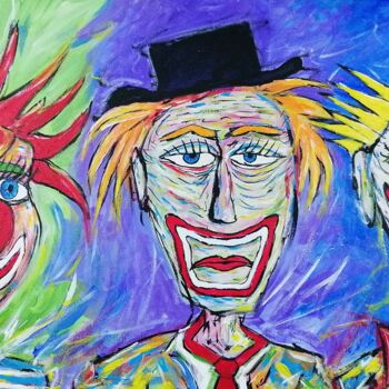 Painting titled "George Clown Age" by Wabyanko, Original Artwork, Acrylic Mounted on Wood Stretcher frame