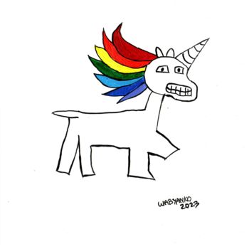 绘画 标题为“Funny Licorne” 由Wabyanko, 原创艺术品, 丙烯