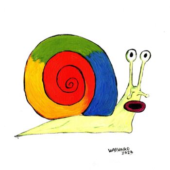 Painting titled "Escargot rainbow" by Wabyanko, Original Artwork, Acrylic