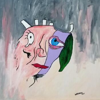 Painting titled "Let me think" by Wabyanko, Original Artwork, Acrylic Mounted on Wood Stretcher frame