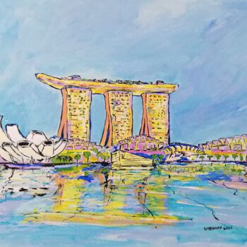 Painting titled "Singapore Marina fr…" by Wabyanko, Original Artwork, Acrylic