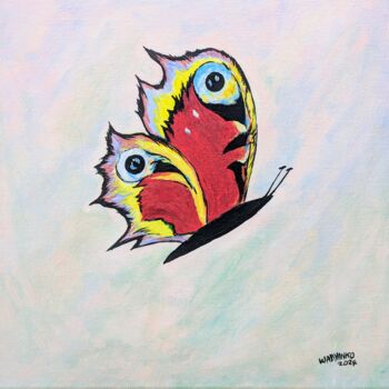 Pintura titulada "Papillon Paon de jo…" por Wabyanko, Obra de arte original, Acrílico Montado en Bastidor de camilla de made…