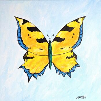 Painting titled "Butterfly little tu…" by Wabyanko, Original Artwork, Acrylic Mounted on Wood Stretcher frame