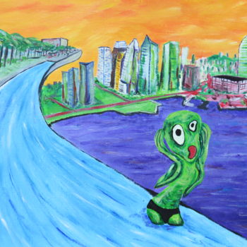 Peinture intitulée "Singapore scream Ma…" par Wabyanko, Œuvre d'art originale, Acrylique