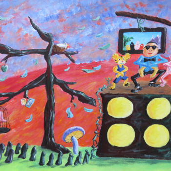 Painting titled "Blessing gangnam st…" by Wabyanko, Original Artwork, Acrylic