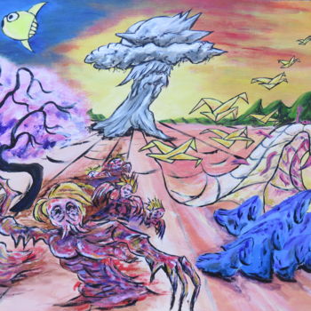 Peinture intitulée "Hiroshima Atomic mu…" par Wabyanko, Œuvre d'art originale, Acrylique