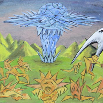 Pintura titulada "Origami Paper War" por Wabyanko, Obra de arte original, Acrílico