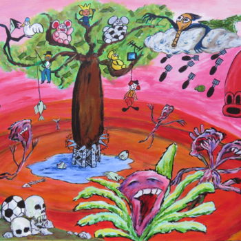 「Tree of life」というタイトルの絵画 Wabyankoによって, オリジナルのアートワーク, アクリル